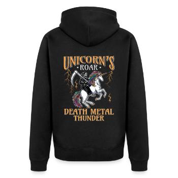 Goth Rock Satan Einhorn Festivals Death Metal - Unisex Premium Bio Zip Hoodie - Schwarz - Hinten - Nico (187cm)
