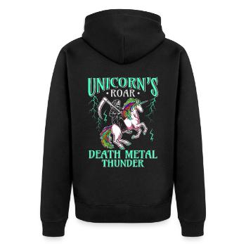 Goth Rock Satan Einhorn Festivals Death Metal - Unisex Premium Bio Zip Hoodie - Schwarz - Hinten - Nico (187cm)