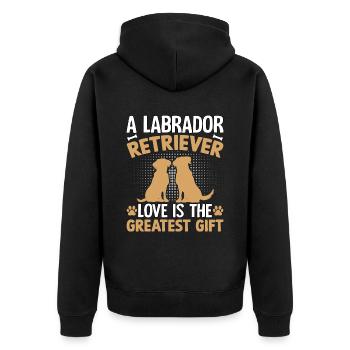 A Labrador Love is the greates Gift - Unisex Premium Bio Zip Hoodie - Schwarz - Hinten - Nico (187cm)