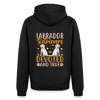 Labrador Retrievers devoted and true - Unisex Premium Organic Zip Hoodie - black - Back - Nico (187cm)