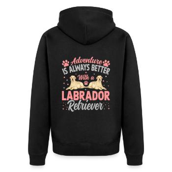 LABRADOR RETRIEVER - Unisex Premium Organic Zip Hoodie - black - Back - Nico (187cm)