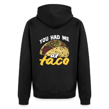 Taco Somberero Mexikanisch Mexiko Latino - Unisex Premium Bio Zip Hoodie - Schwarz - Hinten - Nico (187cm)