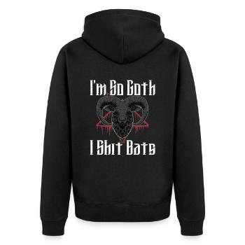 Satan Beelzebub Devil Gothic Pentagram Mystical - Unisex Premium Organic Zip Hoodie - black - Back - Nico (187cm)