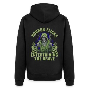 Zombie Horror Horror Film Festival + Halloween - Unisex Premium Organic Zip Hoodie - black - Back - Nico (187cm)