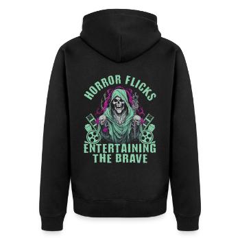 Zombie Horror Horror Film Festival + Halloween - Unisex Premium Organic Zip Hoodie - black - Back - Nico (187cm)