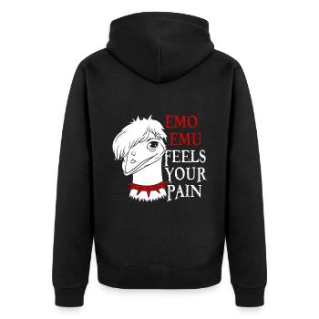 Emo Boy Emo Girl Emu Bird Emocore Punk Ästhetik - Unisex Premium Bio Zip Hoodie - Schwarz - Hinten - Nico (187cm)