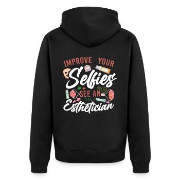 Cute Licensed Esthetician Skincare - Unisex Premium Bio Zip Hoodie - Schwarz - Hinten - Nico (187cm)