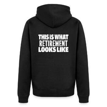 Pensioner pension - Unisex Premium Organic Zip Hoodie - black - Back - Nico (187cm)