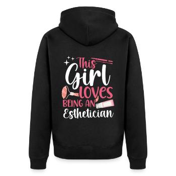 Cute Licensed Esthetician Skincare - Unisex Premium Bio Zip Hoodie - Schwarz - Hinten - Nico (187cm)