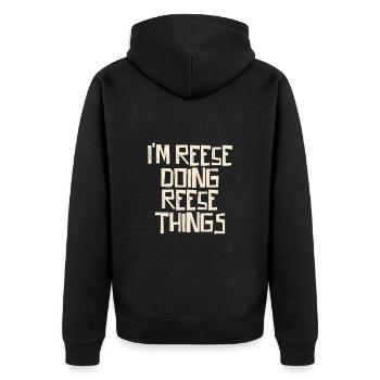I'm Reese doing Reese things - Unisex Premium Bio Zip Hoodie - Schwarz - Hinten - Nico (187cm)