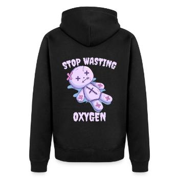 Stop Wasting Oxygen Pastel Goth Kawaii - Unisex Premium Organic Zip Hoodie - black - Back - Nico (187cm)
