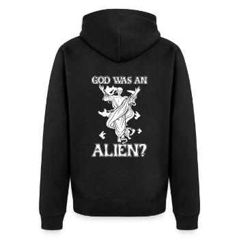 Christ Christianity Extraterrestrial Jesus - Unisex Premium Organic Zip Hoodie - black - Back - Nico (187cm)
