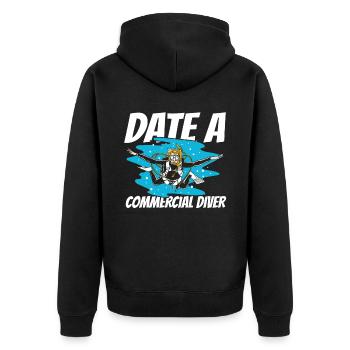 Tauchen Taucher Kommerzielles Tauchen - Unisex Premium Bio Zip Hoodie - Schwarz - Hinten - Nico (187cm)