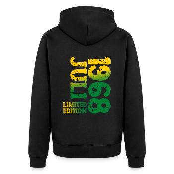 1968 Juli Limited Edition Geburtstag Geschenk - Unisex Premium Bio Zip Hoodie - Schwarz - Hinten - Nico (187cm)