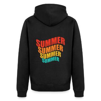 Sommer Sommer - Unisex Premium Bio Zip Hoodie - Schwarz - Hinten - Nico (187cm)