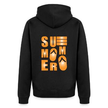 Sommer - Unisex Premium Bio Zip Hoodie - Schwarz - Hinten - Nico (187cm)