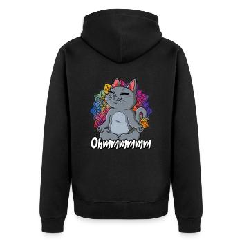 Yoga Ohmmm Namaste - Unisex Premium Bio Zip Hoodie - Schwarz - Hinten - Nico (187cm)