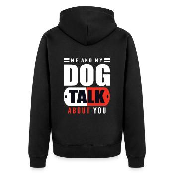 Mon chien et moi parlons de toi - Veste à capuche bio Premium Unisexe - noir - Dos - Nico (187cm)