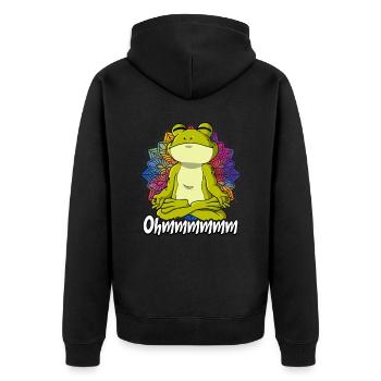 Yoga Ohmmm Namaste - Unisex Premium Bio Zip Hoodie - Schwarz - Hinten - Nico (187cm)