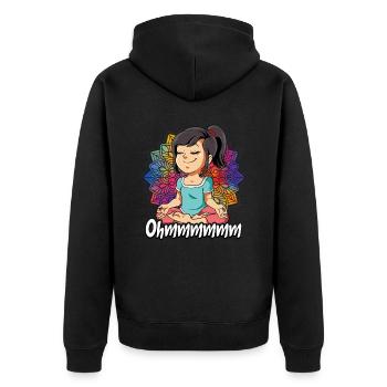 Yoga Ohmmm Namaste - Unisex Premium Bio Zip Hoodie - Schwarz - Hinten - Nico (187cm)