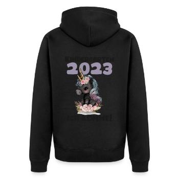Kindergarten 2023 Jungen Mädchen Kita Geschenk - Unisex Premium Bio Zip Hoodie - Schwarz - Hinten - Nico (187cm)