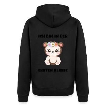 Mädchen Einschulung 2023 Schulbeginn Schulkind - Unisex Premium Bio Zip Hoodie - Schwarz - Hinten - Nico (187cm)