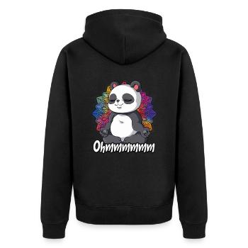 Yoga Ohmmm Namaste - Unisex Premium Bio Zip Hoodie - Schwarz - Hinten - Nico (187cm)