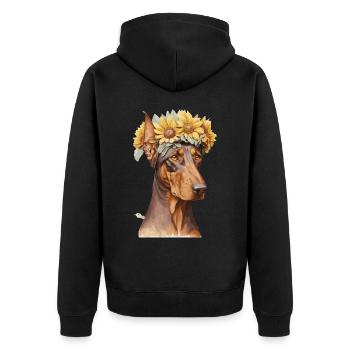 Mignon Doberman Sunflower Dog Breed Pet Puppy - Veste à capuche bio Premium Unisexe - noir - Dos - Nico (187cm)