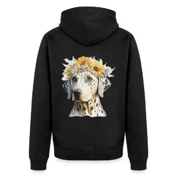 Aquarelle Dalmatien Tournesol Chien Race Pet Puppy - Veste à capuche bio Premium Unisexe - noir - Dos - Nico (187cm)