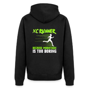 Xc-laufdesign Für Einen Xc-läufer Und Cc-läufer - Unisex Premium Bio Zip Hoodie - Schwarz - Hinten - Nico (187cm)