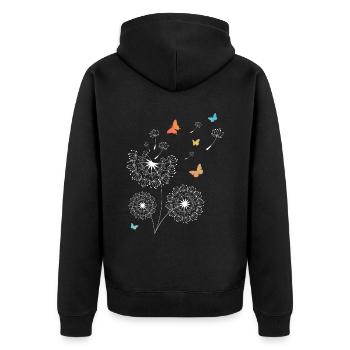 Pissenlit Papillon Fleurs Enfants - Veste à capuche bio Premium Unisexe - noir - Dos - Nico (187cm)