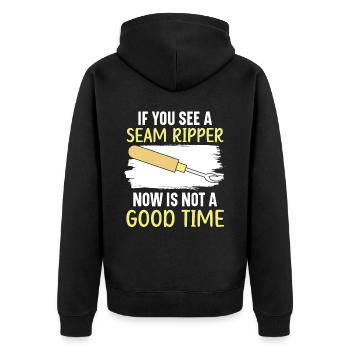 If you see a seam ripper, there is no g - Unisex Premium Organic Zip Hoodie - black - Back - Nico (187cm)