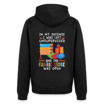 I was unattended and the fabric shop was off - Unisex Premium Organic Zip Hoodie - black - Back - Nico (187cm)
