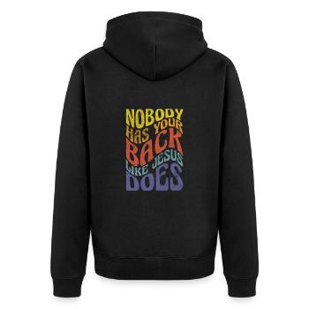 Bible - Unisex Premium Organic Zip Hoodie - black - Back - Nico (187cm)