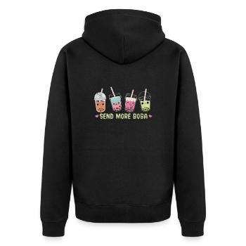 Bubble Tea Boba Tea Kawaii Geschenk - Unisex Premium Bio Zip Hoodie - Schwarz - Hinten - Nico (187cm)
