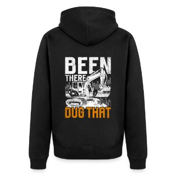 Baggerfahrer Been There Dug That - Unisex Premium Bio Zip Hoodie - Schwarz - Hinten - Nico (187cm)