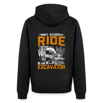 Baggerfahrer My Other Ride Is An Excavator - Unisex Premium Bio Zip Hoodie - Schwarz - Hinten - Nico (187cm)