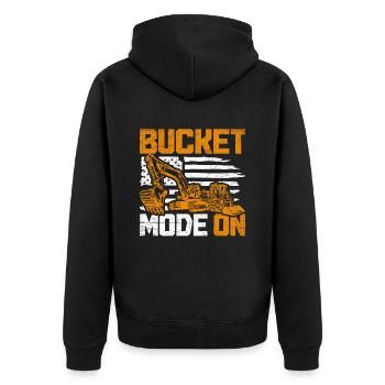 Excavator Driver Bucket Mode On - Unisex Premium Organic Zip Hoodie - black - Back - Nico (187cm)
