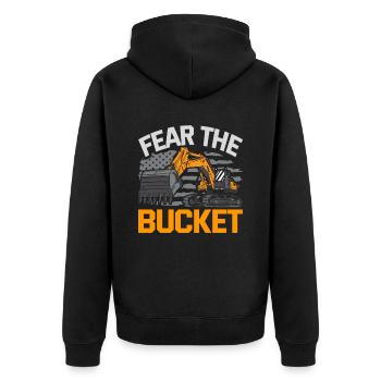 Excavator Driver Fear The Bucket - Unisex Premium Organic Zip Hoodie - black - Back - Nico (187cm)