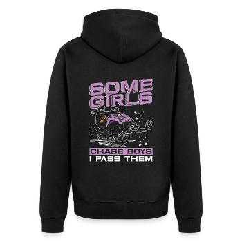 Snowmobile Racing Some Girls Chase Boys Motorsport - Unisex Premium Organic Zip Hoodie - black - Back - Nico (187cm)