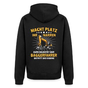 Bagger Baggerfahrer - Unisex Premium Bio Zip Hoodie - Schwarz - Hinten - Nico (187cm)