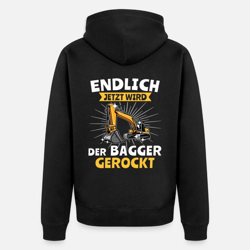 Bagger Baggerfahrer - Unisex Premium Bio Zip Hoodie - Schwarz