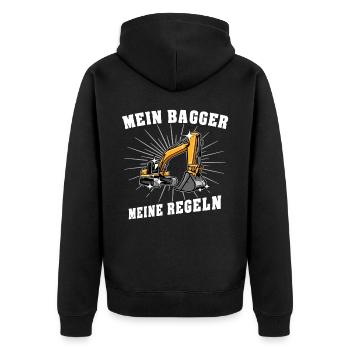 Bagger Baggerfahrer - Unisex Premium Bio Zip Hoodie - Schwarz - Hinten - Nico (187cm)