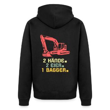 Bagger Baggerfahrer - Unisex Premium Bio Zip Hoodie - Schwarz - Hinten - Nico (187cm)