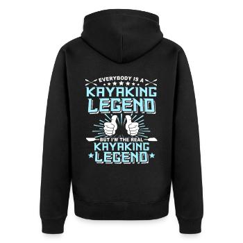 Kayaking Legende Kayakfahrer - Unisex Premium Bio Zip Hoodie - Schwarz - Hinten - Nico (187cm)