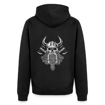 Wikinger Krieger Axt Design Walhalla Germanen - Unisex Premium Bio Zip Hoodie - Schwarz - Hinten - Nico (187cm)
