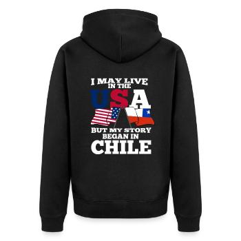 Chile - Unisex Premium Organic Zip Hoodie - black - Back - Nico (187cm)
