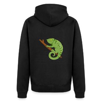Chamäleon Kunst Männer Frauen Kinder Jungen Mädchen Chamäleons - Unisex Premium Bio Zip Hoodie - Schwarz - Hinten - Nico (187cm)