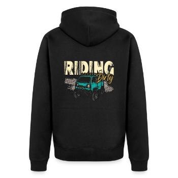 Off-Road Racing Riding Dirty Road Trip Motocross - Unisex Premium Organic Zip Hoodie - black - Back - Nico (187cm)