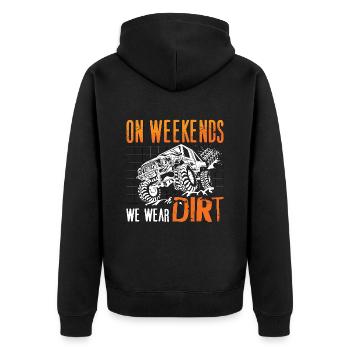 Off-Road Racing On Weekends We Wear Dirt Motocross - Unisex Premium Organic Zip Hoodie - black - Back - Nico (187cm)